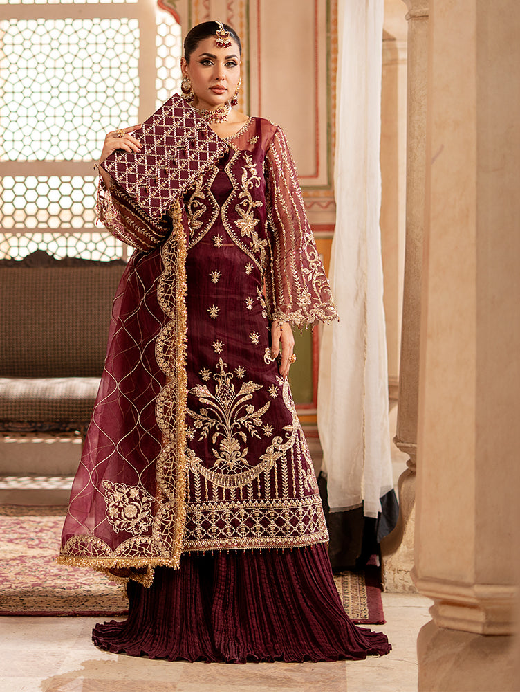 Zebtan Women Unstitched Embroidered Organza 3 Piece Suit RZ-03 Festive Collection