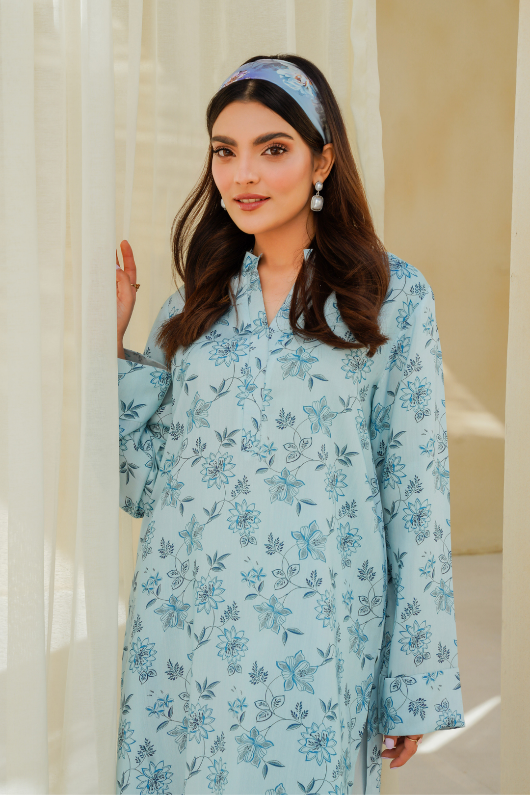 Divinely Crafted Pret Printed Cotton Silk 2 Piece Indigo Blossom