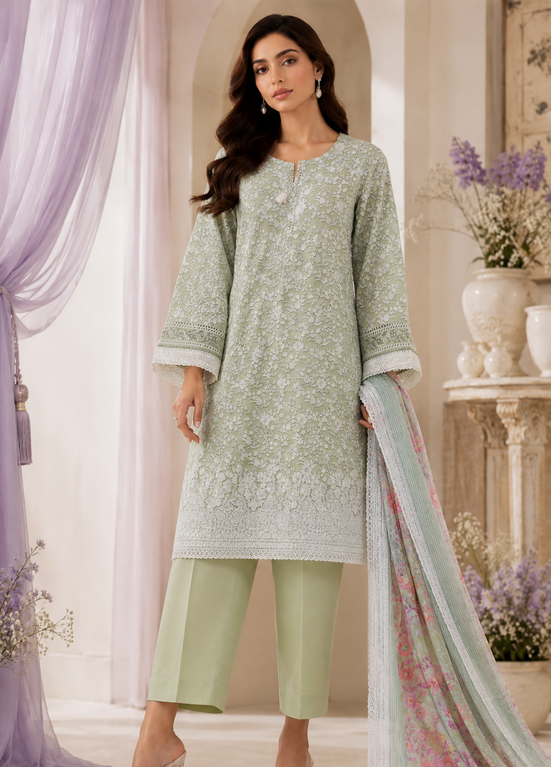 Nakshkari by HZ Textiles Unstitched Embroidered Lawn 3 Piece Suit NEC-1220 Casual Collection