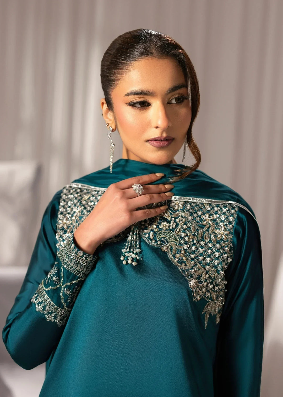 Celeste by Jamni RTW Embroidered Sheesha Silk 3 Piece Suit JUNIPER Festive Collection