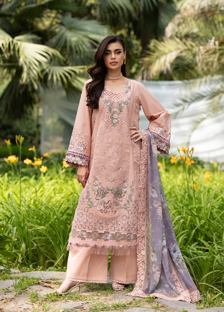 Elaf Premium Unstitched Embroidered Lawn 3 Piece Suit EL26ULF Blushing Rose ELQ-6A - Festive Collection
