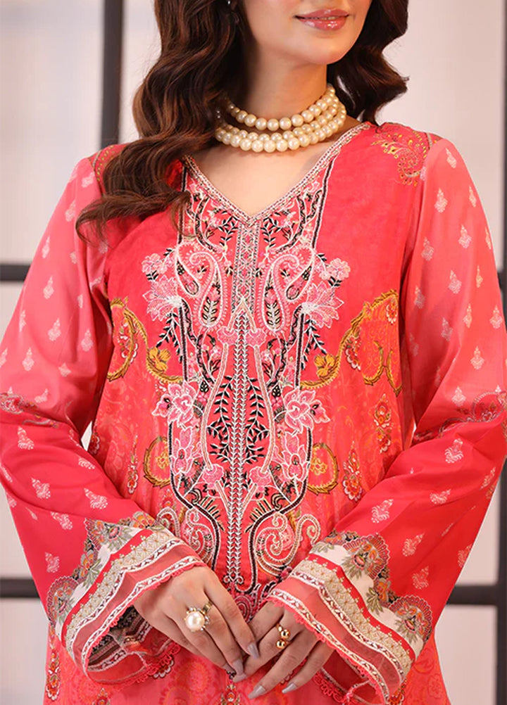 La Elise Women Unstitched Embroidered Lawn 3 Piece Suit 0001202 Effie - Festive Collection