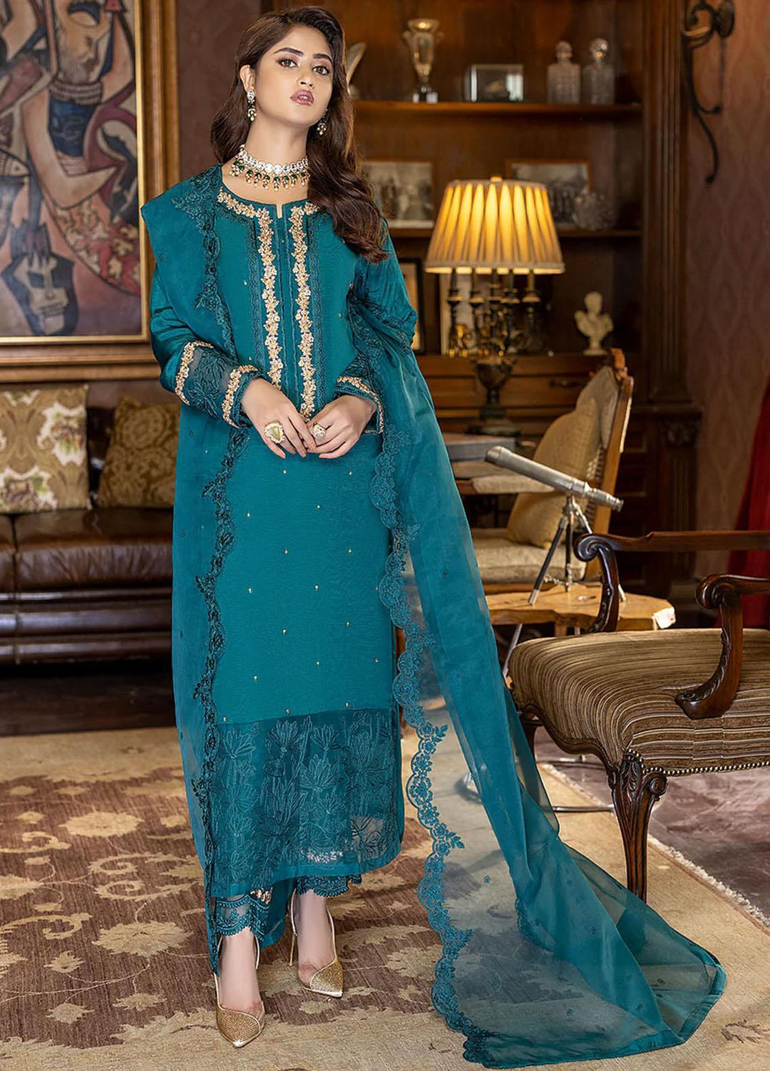 Azure Pret Embroidered Raw Silk 3 Piece Dress Divine Glory DGVG303