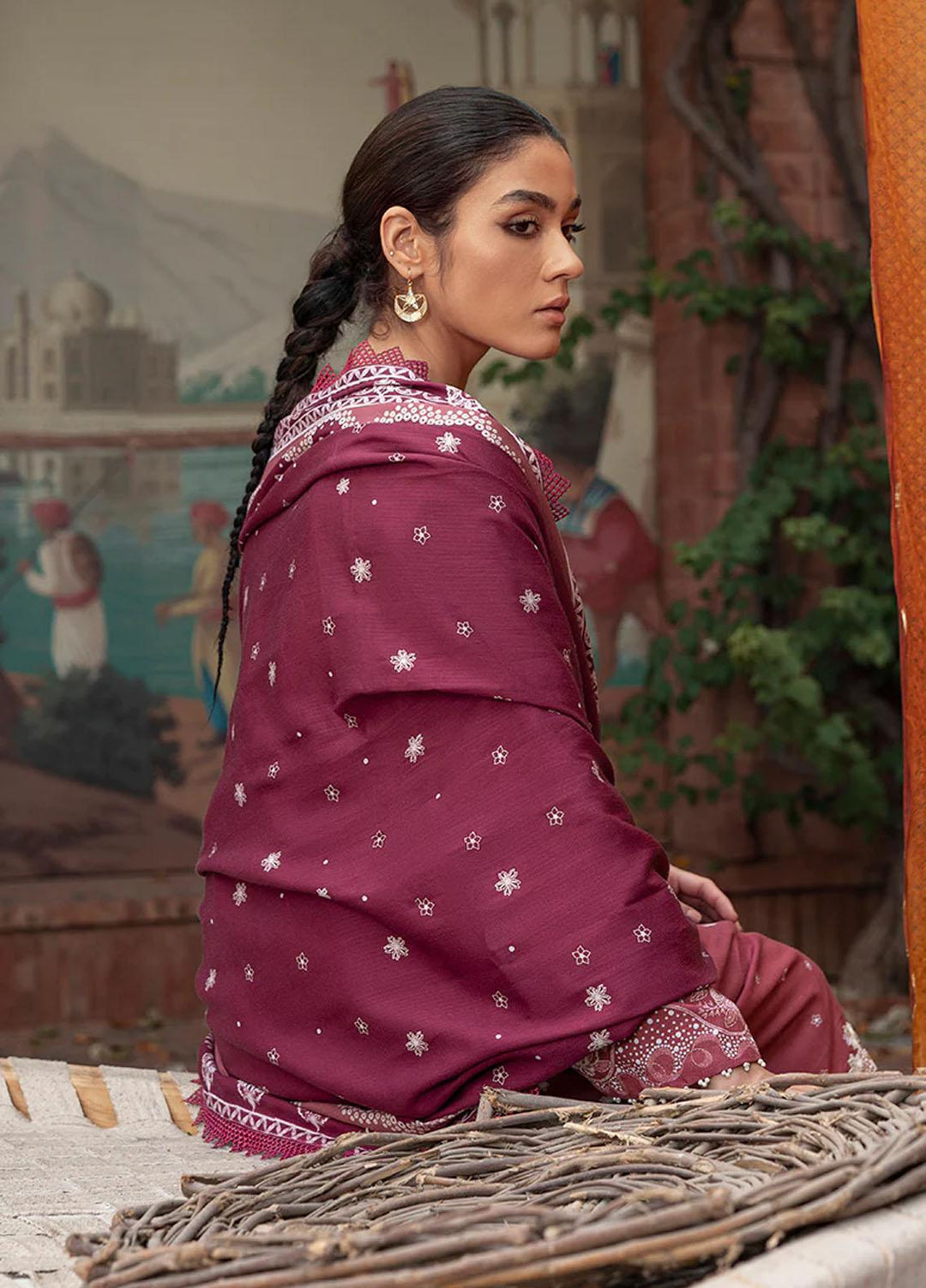 Cross Stitch Embroidered Khaddar Suits Unstitched 3 Piece CS22W 07 Coral Rise - Winter Collection
