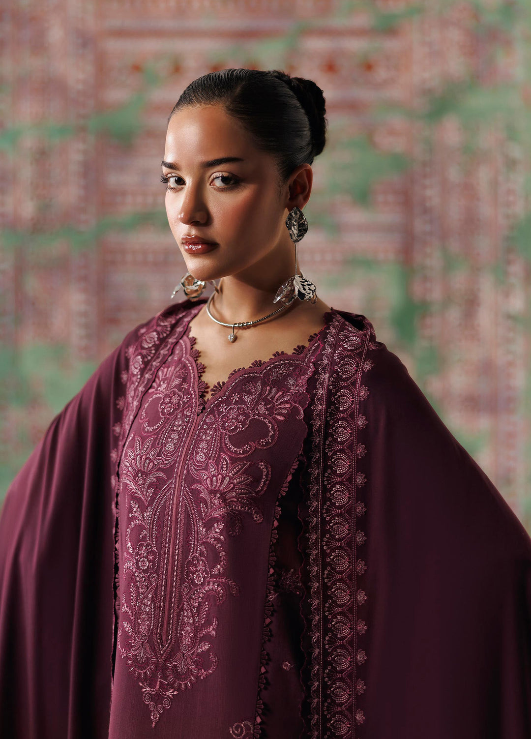 Q line by Qalamkar Unstitched Embroidered Slub Linen 3 Piece Suit QLK26UQL Farwa QLW-14 - Winter Collection