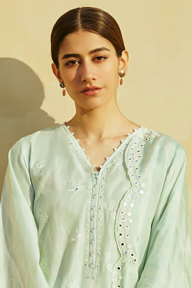 Cross Stitch Embroidered Lawn Suits Unstitched 3 Piece CS24PL D-06 Whisper Mint - Summer Collection