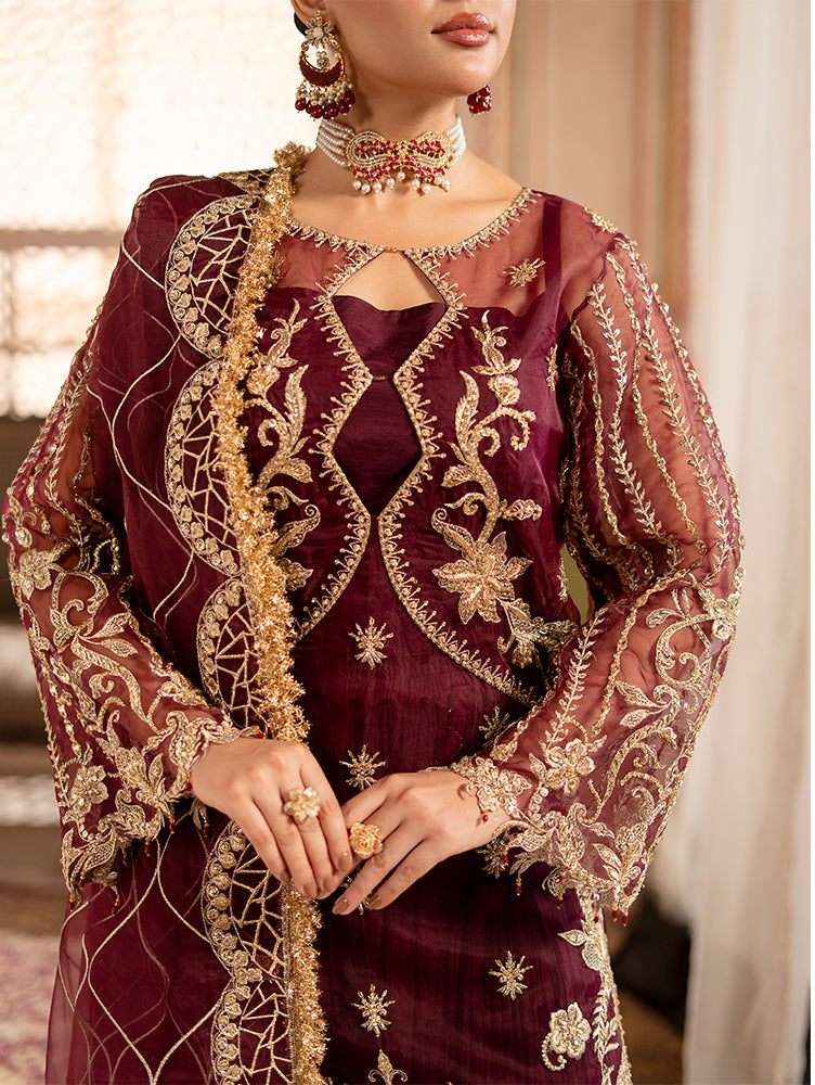 Zebtan Women Unstitched Embroidered Organza 3 Piece Suit RZ-03 Festive Collection