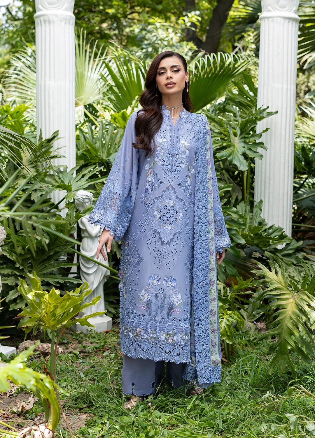 Elaf Premium Unstitched Embroidered Lawn 3 Piece Suit EL26ULF Lavender Luxe ELQ-2B - Festive Collection