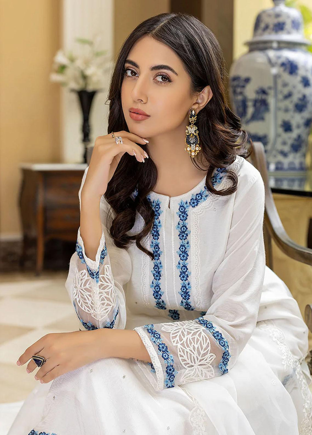 Azure Pret Embroidered Raw Silk 3 Piece Dress Heaven Mist HMVG302