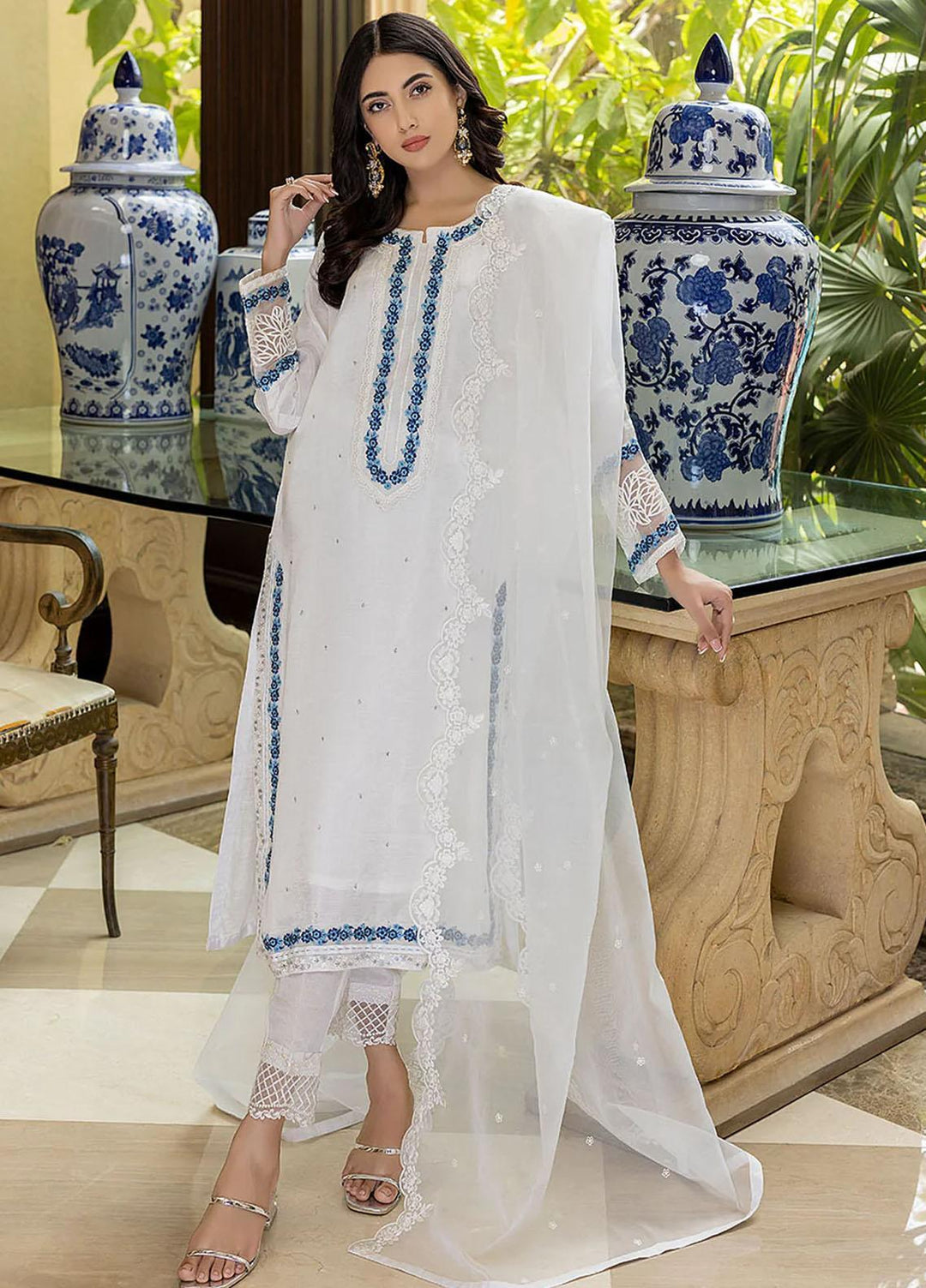 Azure Pret Embroidered Raw Silk 3 Piece Dress Heaven Mist HMVG302