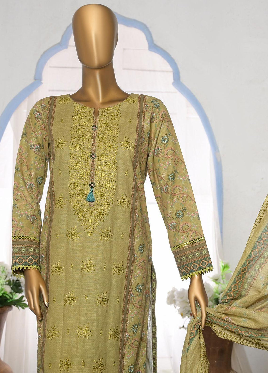 HZ Textiles Embroidered Khaddar Suits Unstitched 3 Piece HZ22PK-V3 PKE-2201 - Winter Collection