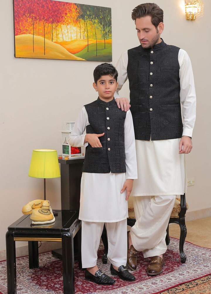 Real Image Raw Silk Smart Fit Waistcoat for Kids -  OKW-015 Black