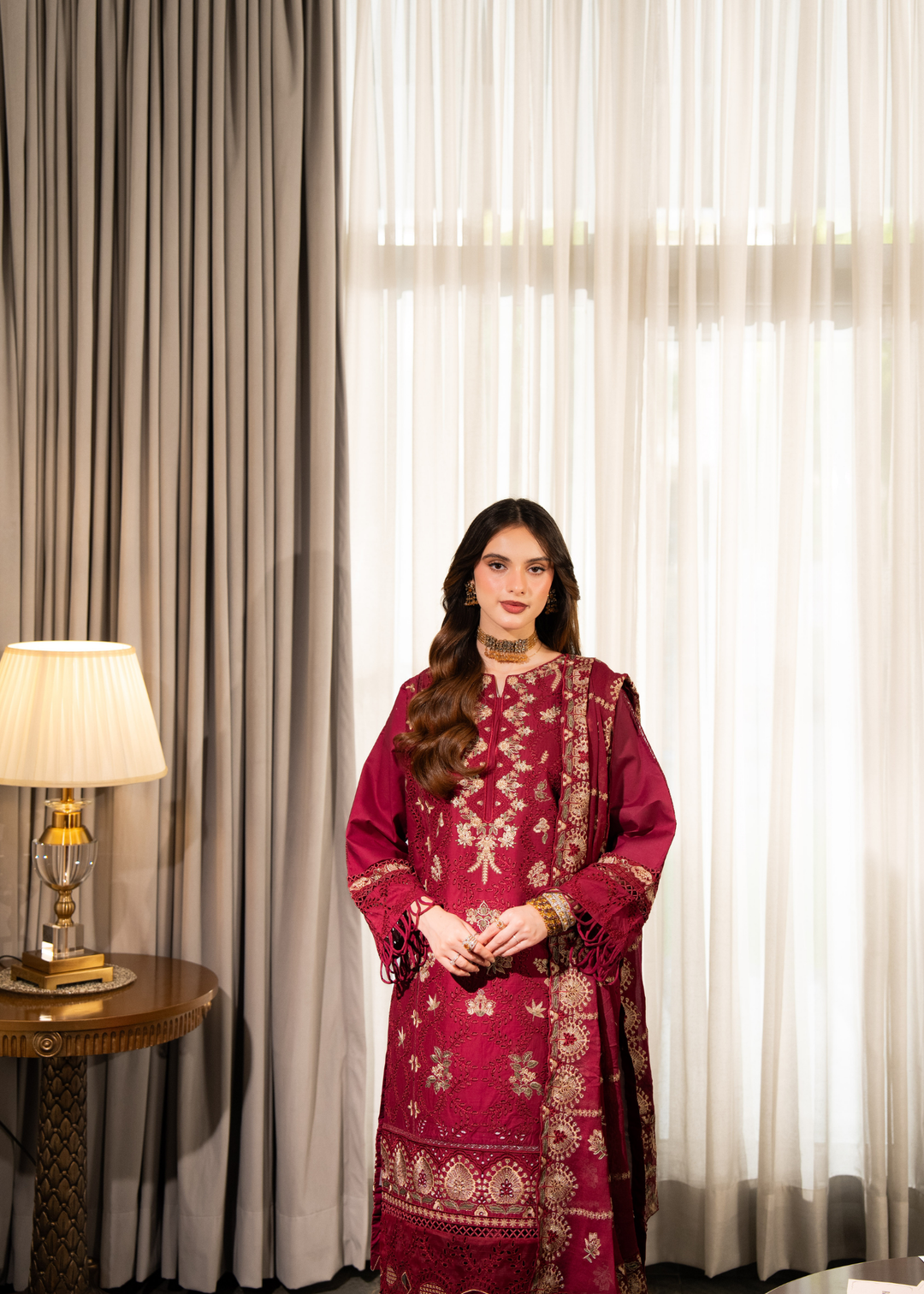 Aria By Meerak RTW Embroidered Lawn 3 Piece Suit Blush Festive Collection