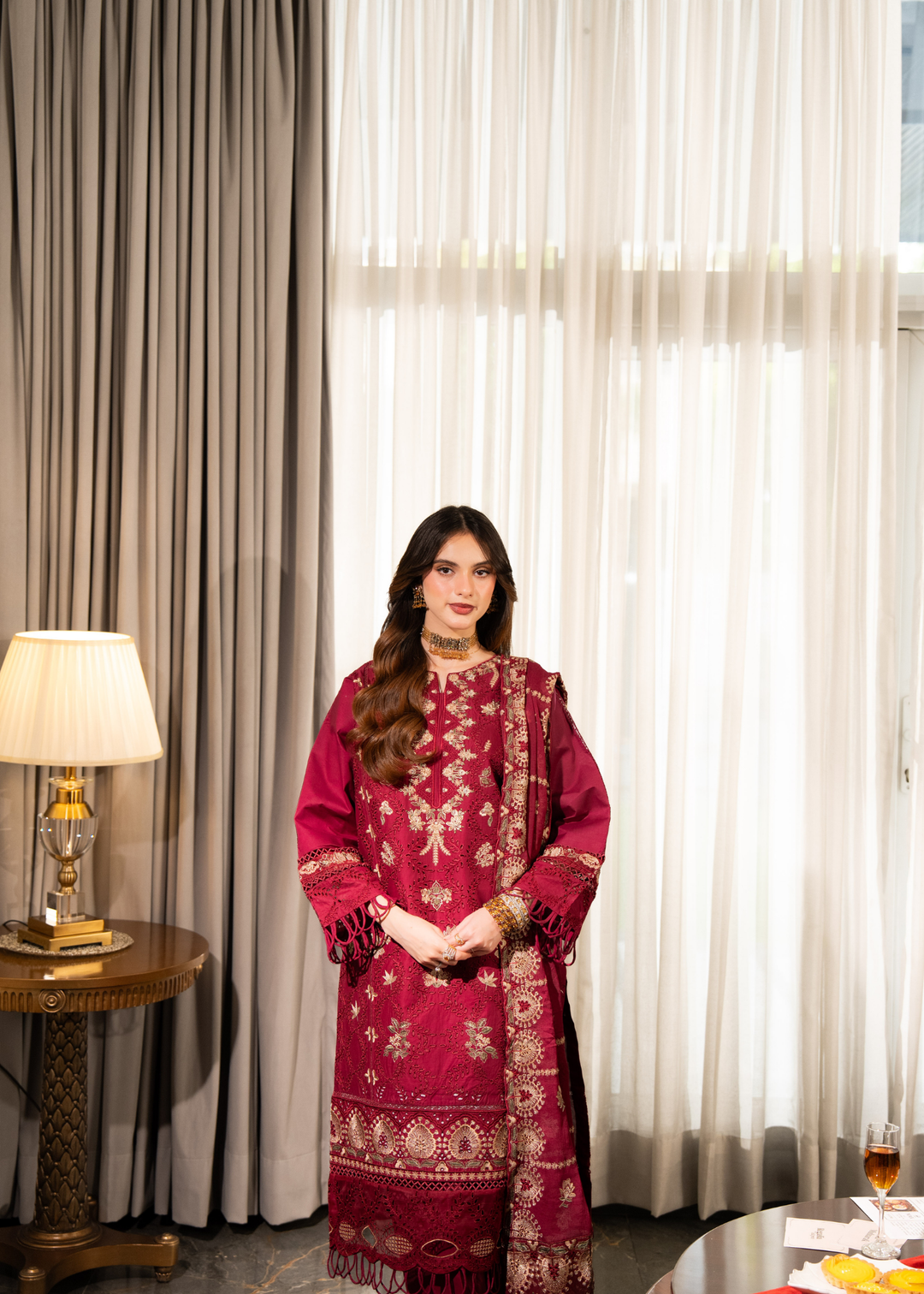 Aria By Meerak RTW Embroidered Lawn 3 Piece Suit Blush Festive Collection