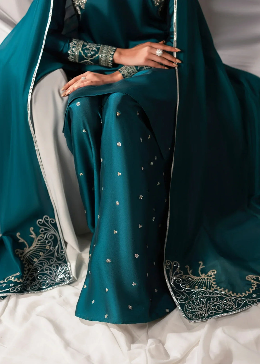 Celeste by Jamni RTW Embroidered Sheesha Silk 3 Piece Suit JUNIPER Festive Collection