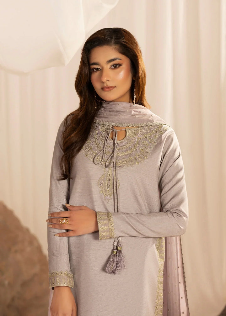 Silk Atelier by Jamni RTW Embroidered Korean Silk 3 Piece Suit DUSTY BLUSH Festive Collection