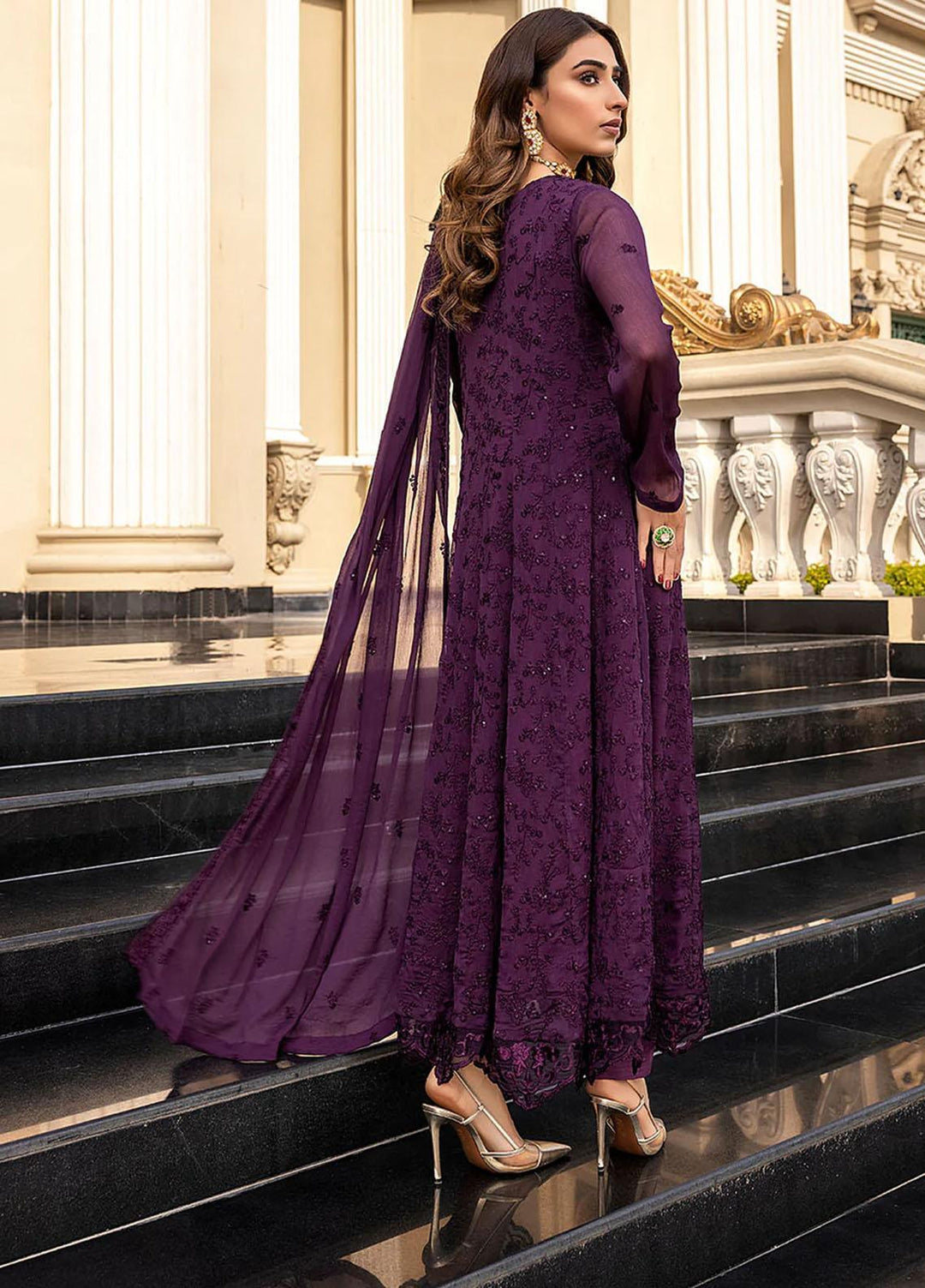 Azure Pret Embroidered Chiffon 3 Piece Dress Charoite CH260