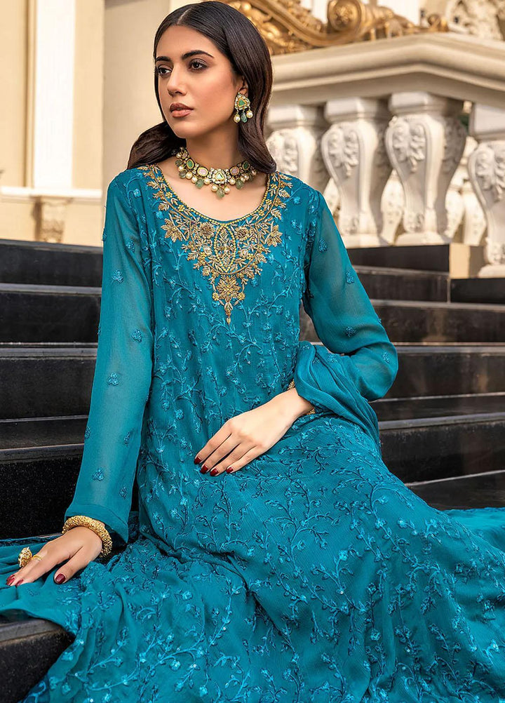 Azure Pret Embroidered Chiffon 3 Piece Dress Glitzy Glow GG259