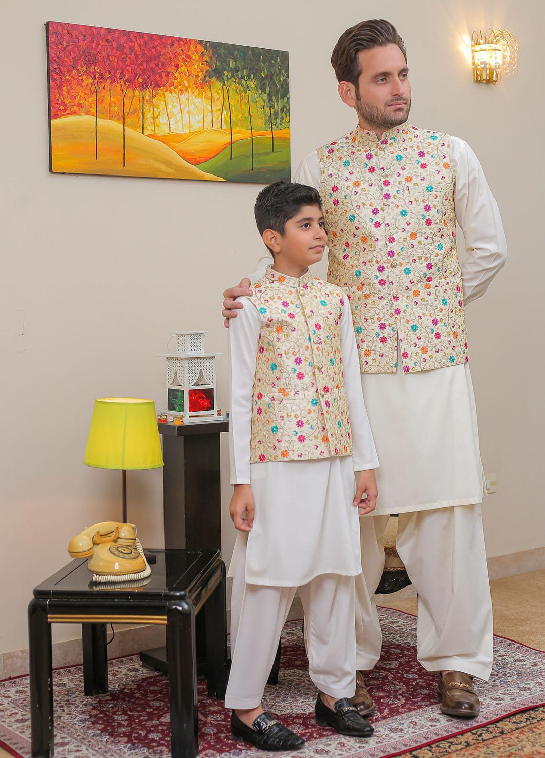 Real Image Raw Silk Smart Fit Waistcoat for Kids -  OKW-017 Pearl Multi