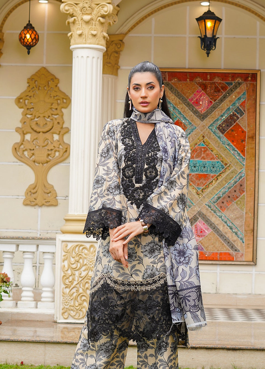 Rang E Gulposh Pret Embroidered Lawn 3 Piece Suit RNG-1203