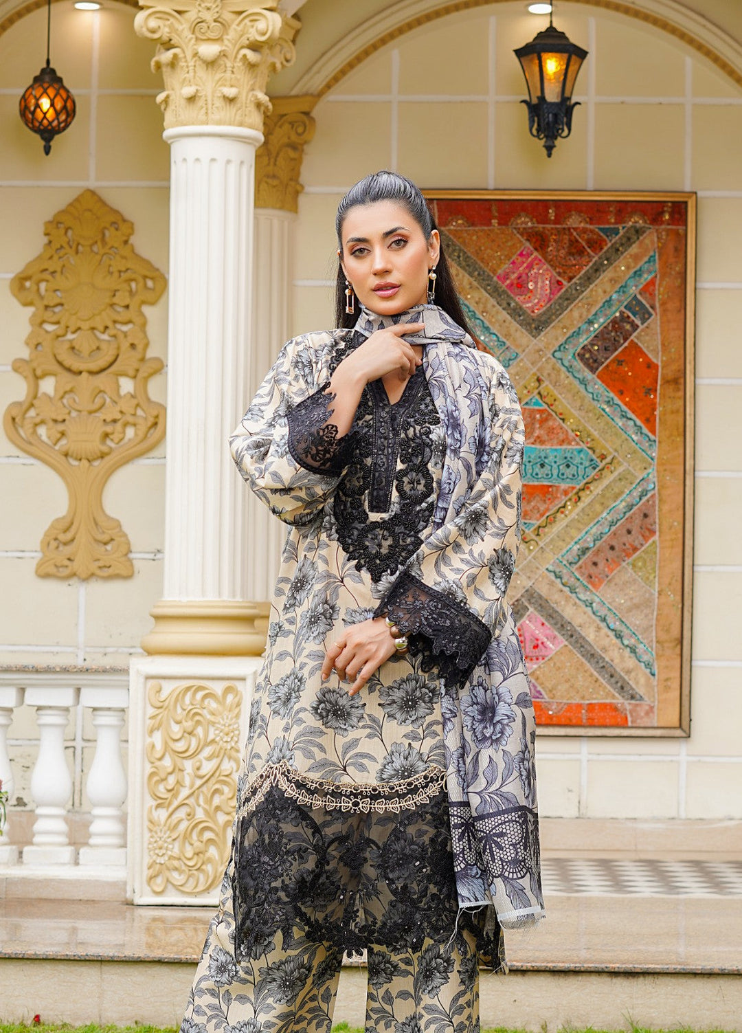 Rang E Gulposh Pret Embroidered Lawn 3 Piece Suit RNG-1203