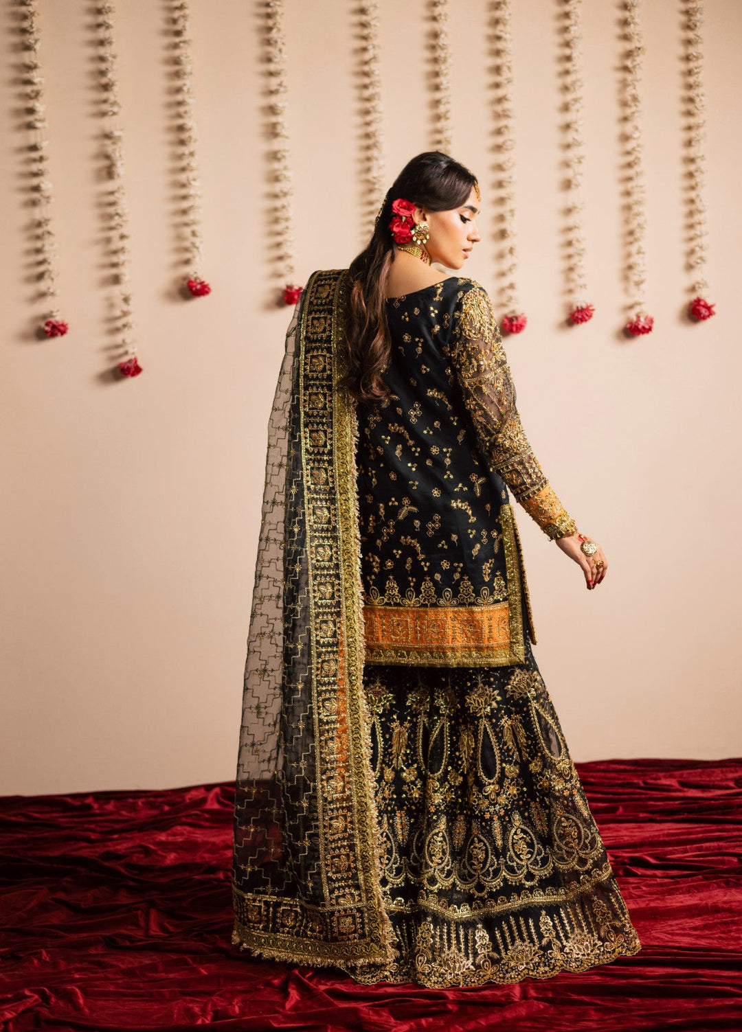 Jhil Mil by Maria Osama Khan Embroidered Organza Suits Unstitched 3 Piece MOK25JM Surmayi - Wedding Collection