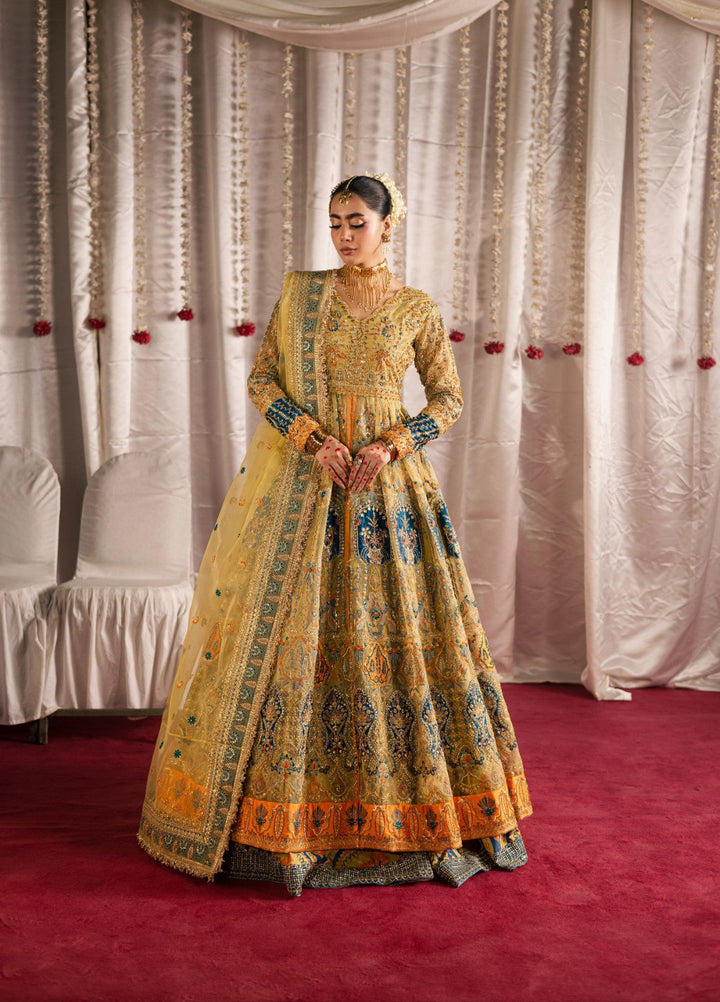 Jhil Mil by Maria Osama Khan Embroidered Organza Suits Unstitched 3 Piece MOK25JM Sunehri - Wedding Collection