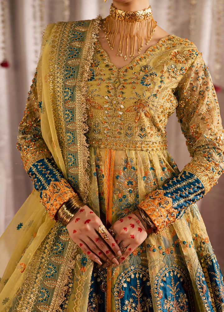 Jhil Mil by Maria Osama Khan Embroidered Organza Suits Unstitched 3 Piece MOK25JM Sunehri - Wedding Collection