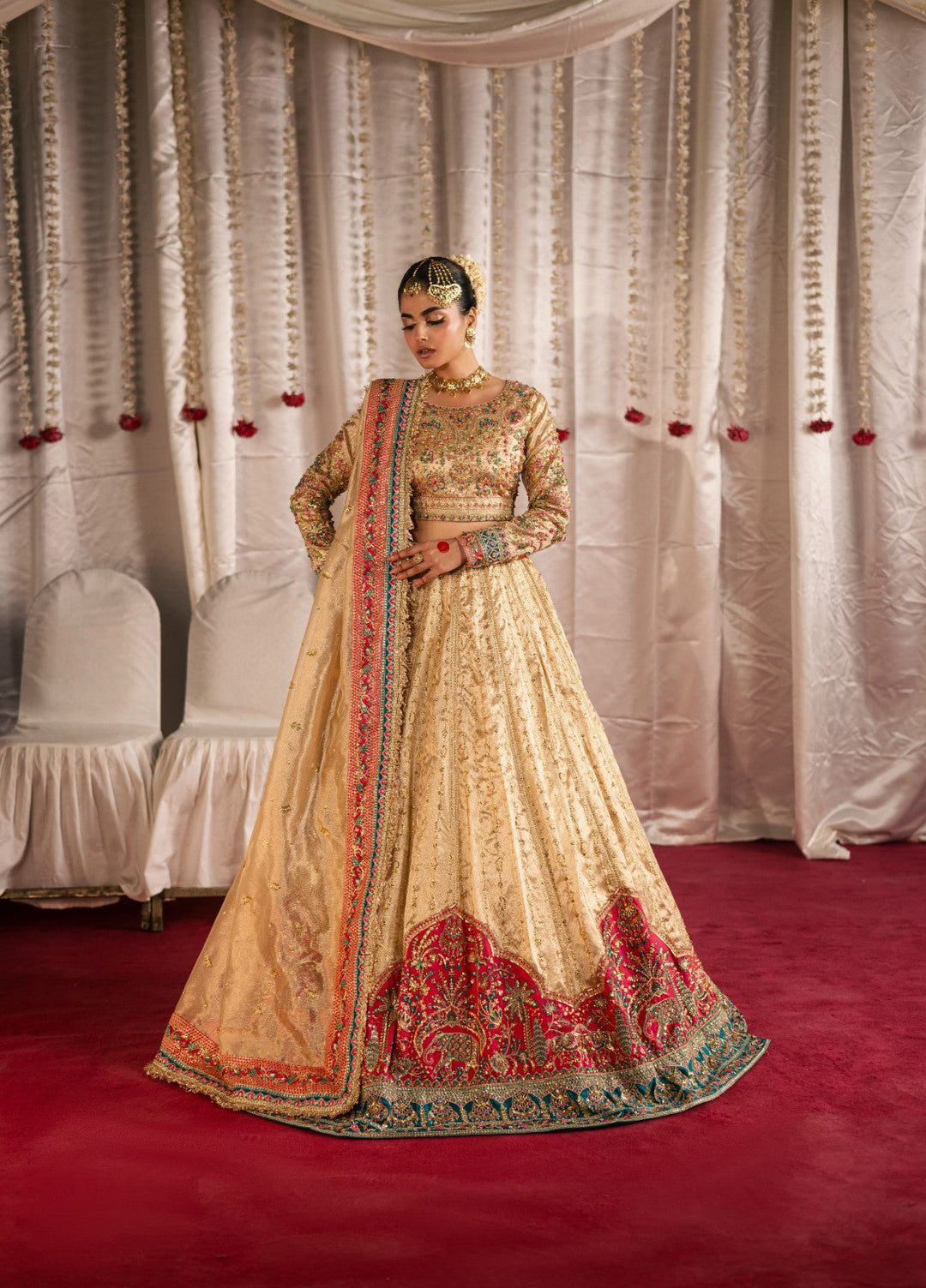 Jhil Mil by Maria Osama Khan Embroidered Tissue Suits Unstitched 3 Piece MOK25JM Danak - Wedding Collection