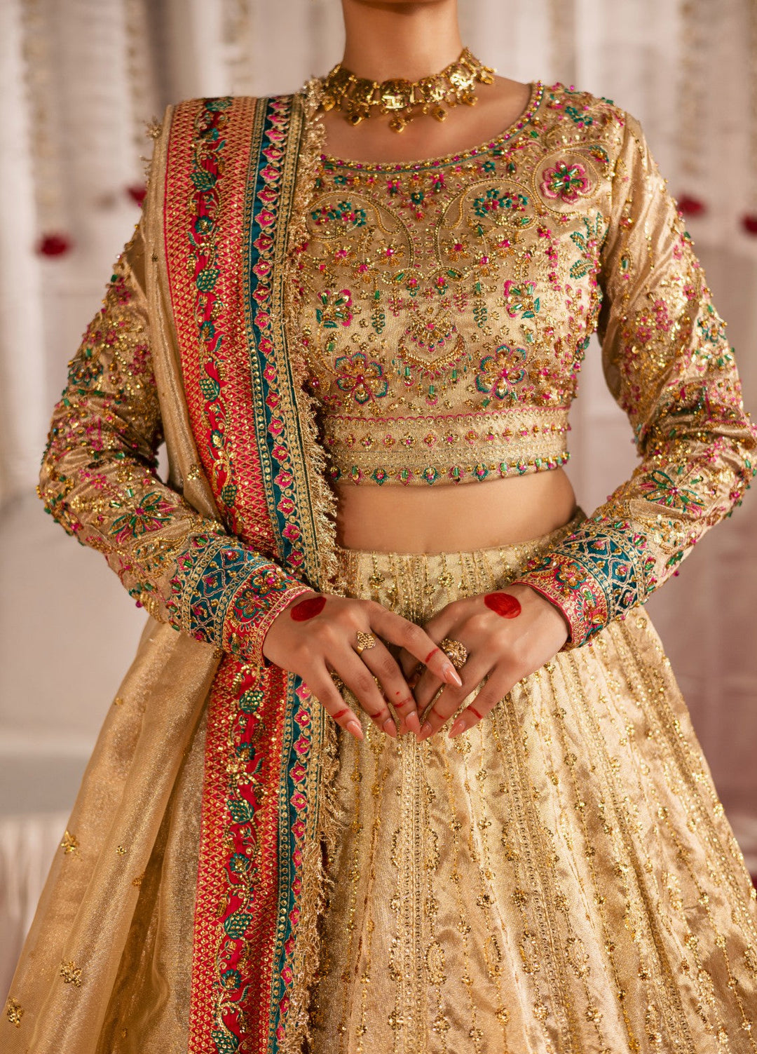 Jhil Mil by Maria Osama Khan Embroidered Tissue Suits Unstitched 3 Piece MOK25JM Danak - Wedding Collection