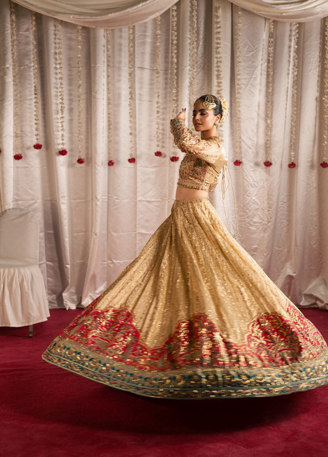 Jhil Mil by Maria Osama Khan Embroidered Tissue Suits Unstitched 3 Piece MOK25JM Danak - Wedding Collection