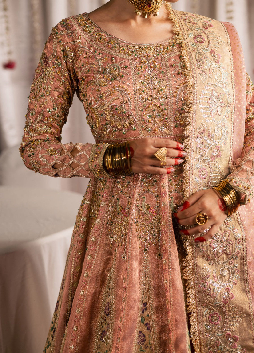 Jhil Mil by Maria Osama Khan Embroidered Tissue Suits Unstitched 3 Piece MOK25JM Shehnai - Wedding Collection