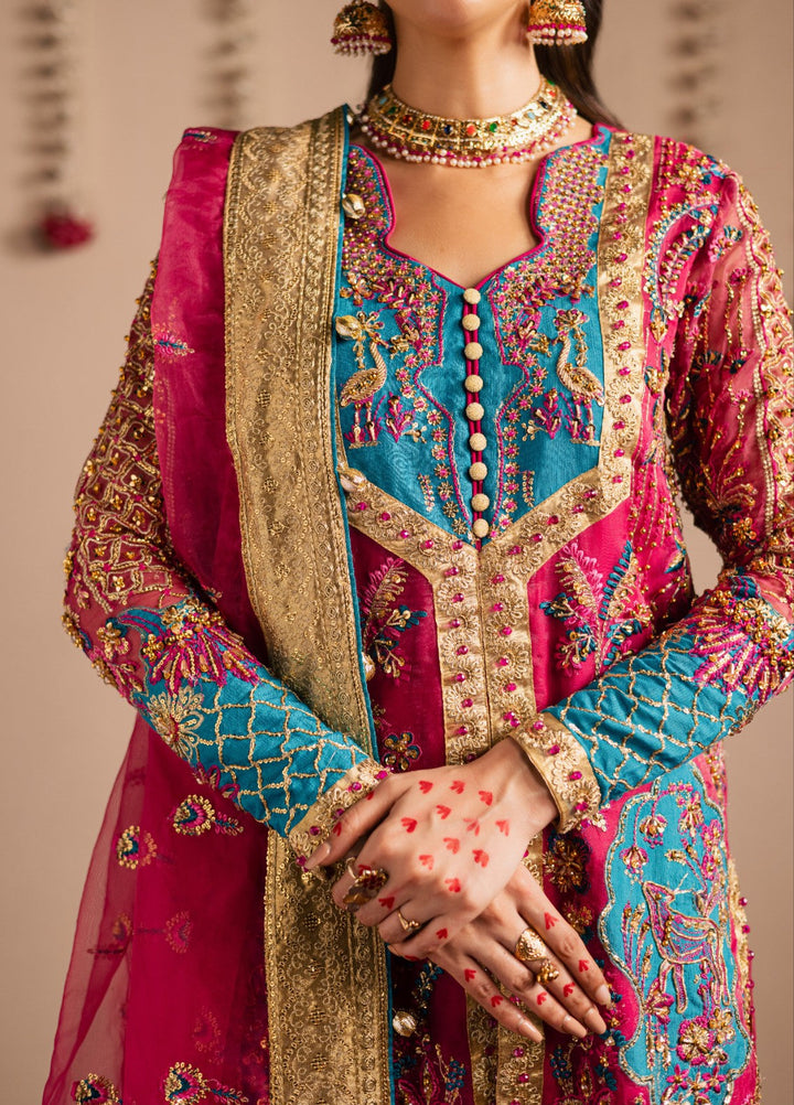 Jhil Mil by Maria Osama Khan Embroidered Organza Suits Unstitched 3 Piece MOK25JM Gulaboo - Wedding Collection