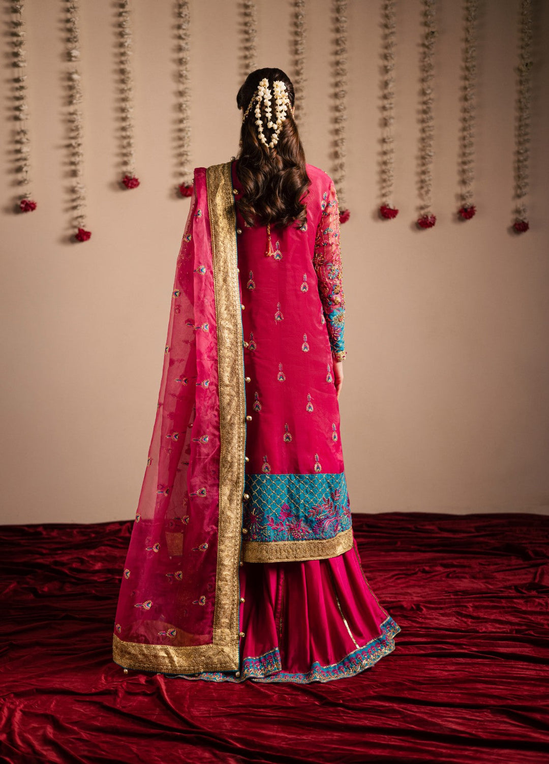 Jhil Mil by Maria Osama Khan Embroidered Organza Suits Unstitched 3 Piece MOK25JM Gulaboo - Wedding Collection