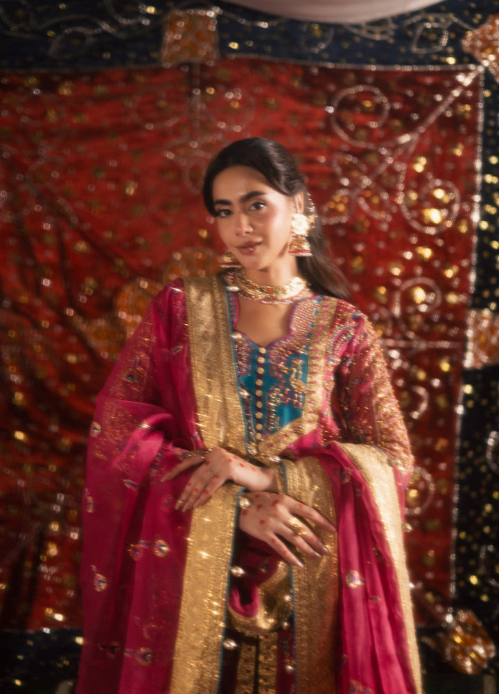 Jhil Mil by Maria Osama Khan Embroidered Organza Suits Unstitched 3 Piece MOK25JM Gulaboo - Wedding Collection