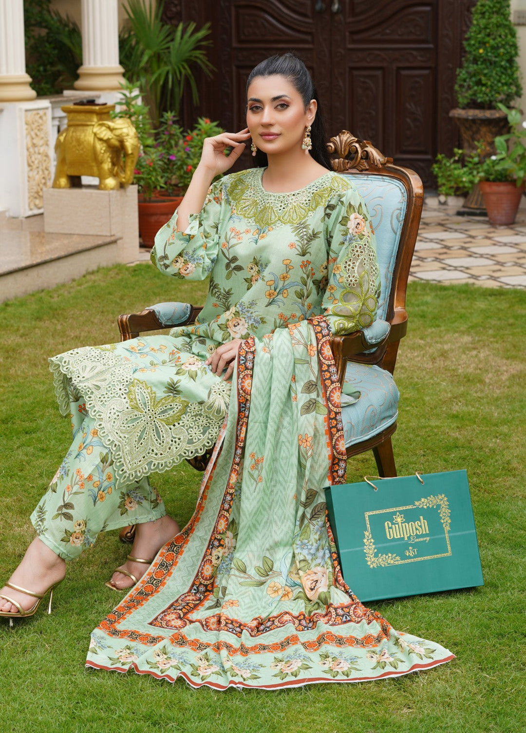Rang E Gulposh Pret Embroidered Lawn 3 Piece Suit RNG-1211