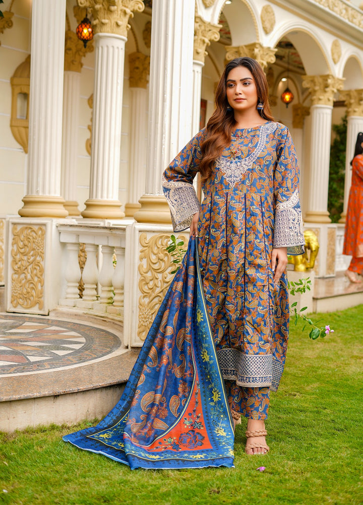 Rang E Gulposh Pret Embroidered Lawn 3 Piece Suit RNG-1214