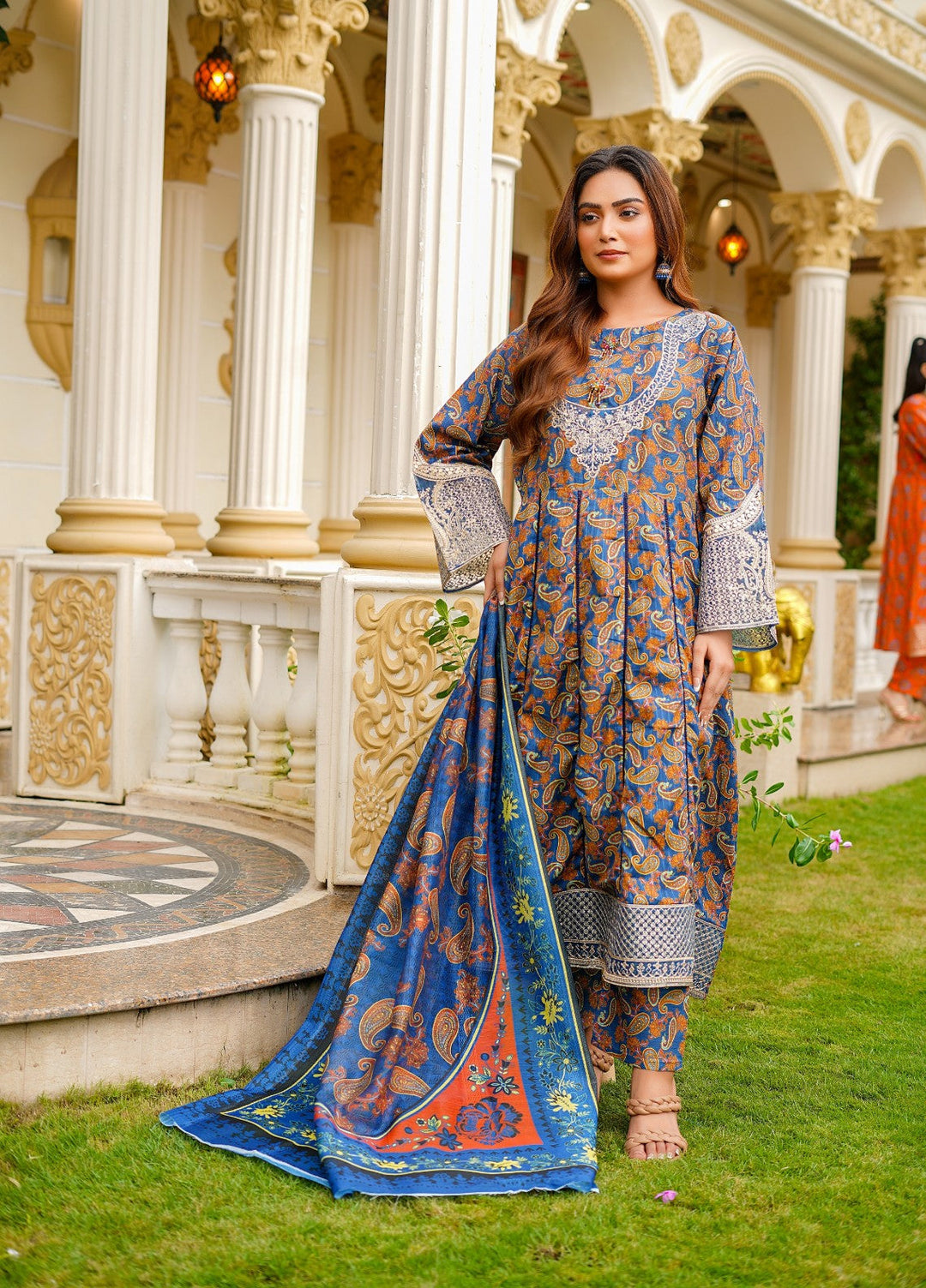 Rang E Gulposh Pret Embroidered Lawn 3 Piece Suit RNG-1214