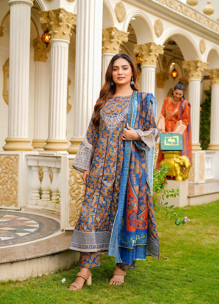Rang E Gulposh Pret Embroidered Lawn 3 Piece Suit RNG-1214