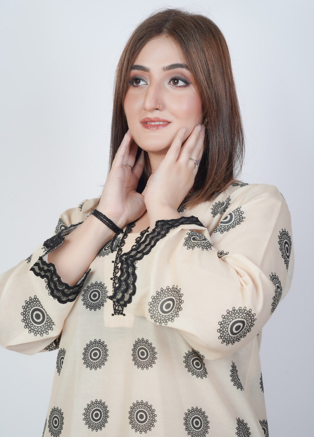 Vibgyor Fashion Printed Lawn Suits Unstitched 3 Piece Creamy Yellow Mandala D2-S-25