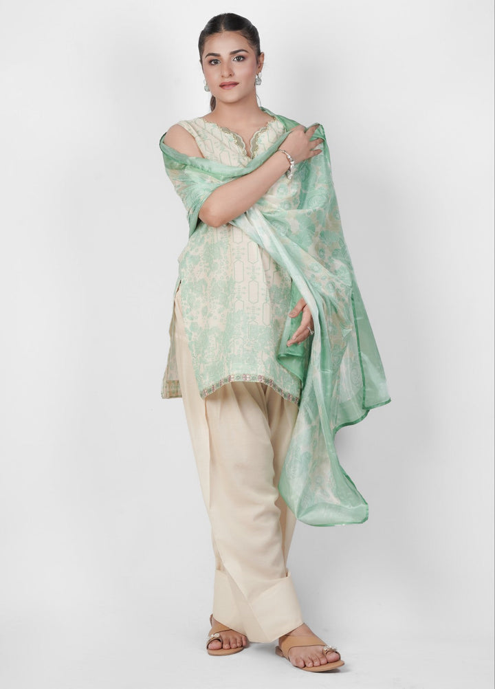 Vibgyor Fashion Printed Lawn Suits Unstitched 3 Piece Green Blostma Bodice D3-S-25