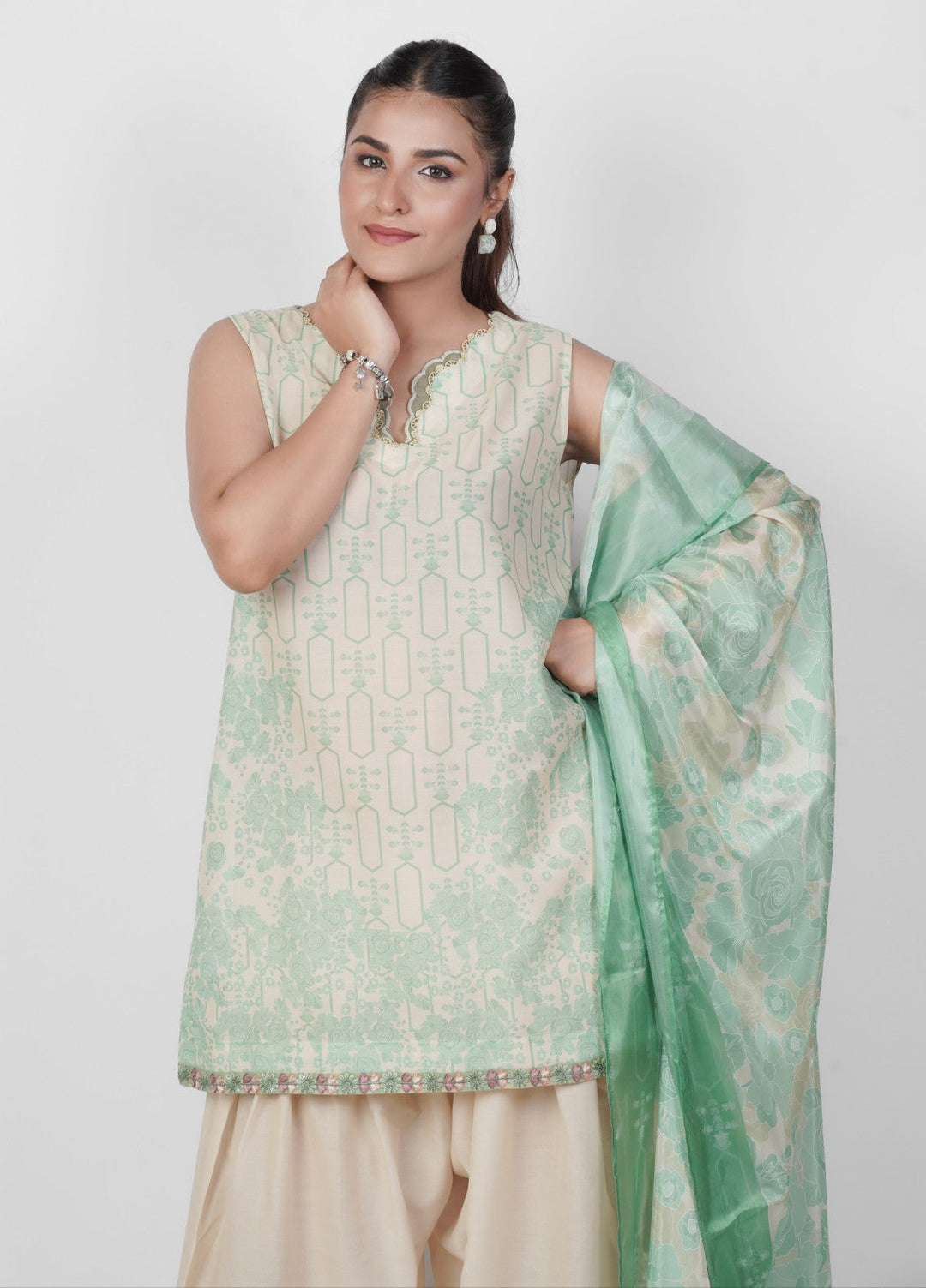 Vibgyor Fashion Printed Lawn Suits Unstitched 3 Piece Green Blostma Bodice D3-S-25