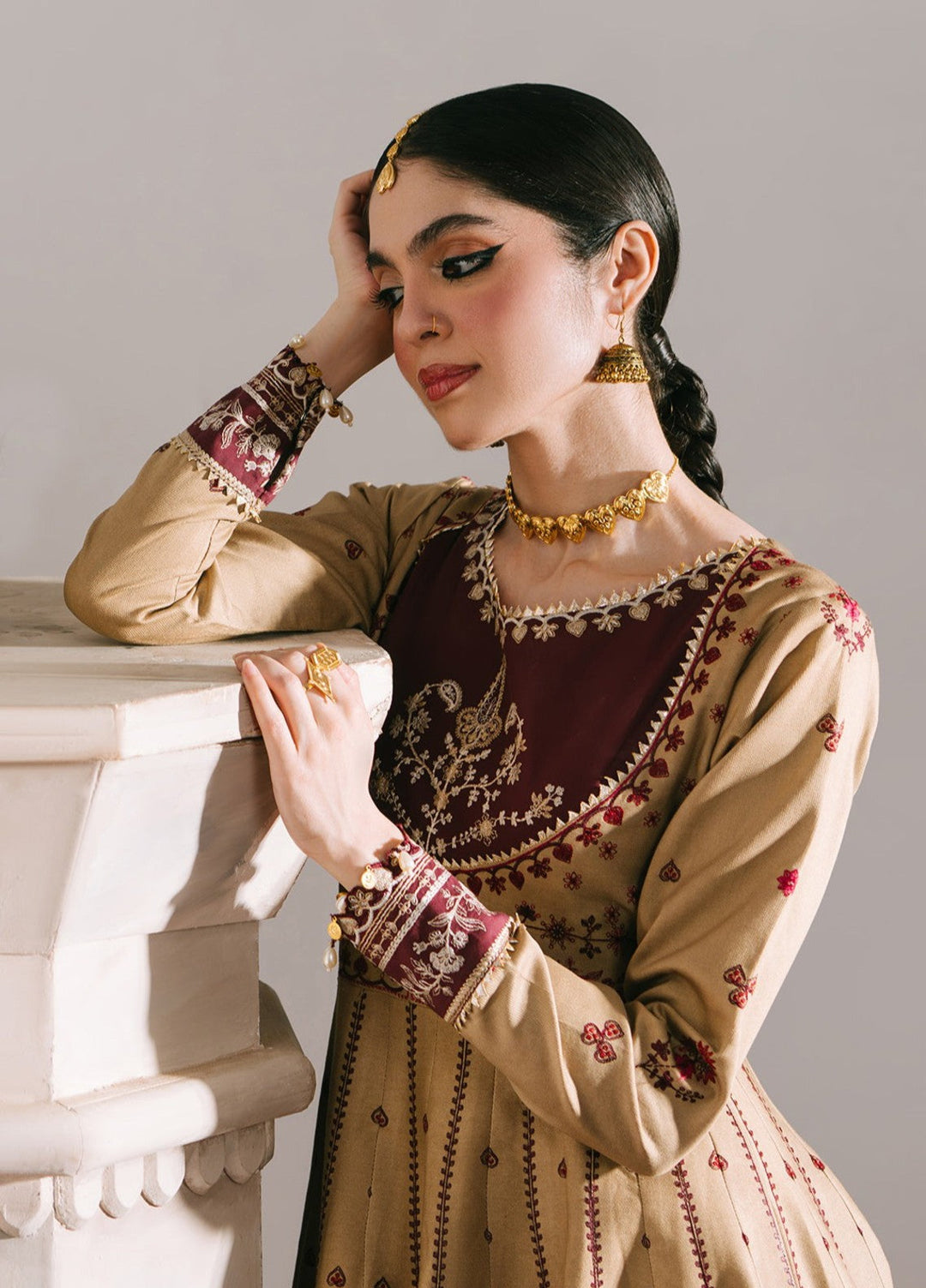 Jeevan by Fiona Embroidered Suits Unstitched 3 Piece FA25JK Nudeh - Winter Collection