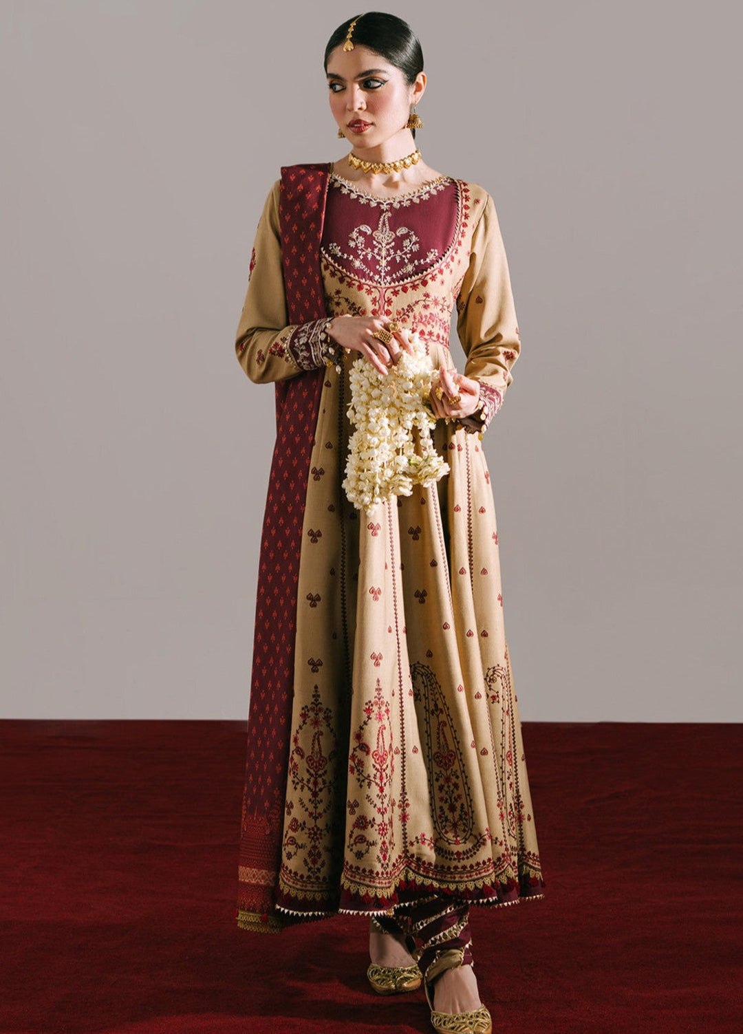 Jeevan by Fiona Embroidered Suits Unstitched 3 Piece FA25JK Nudeh - Winter Collection