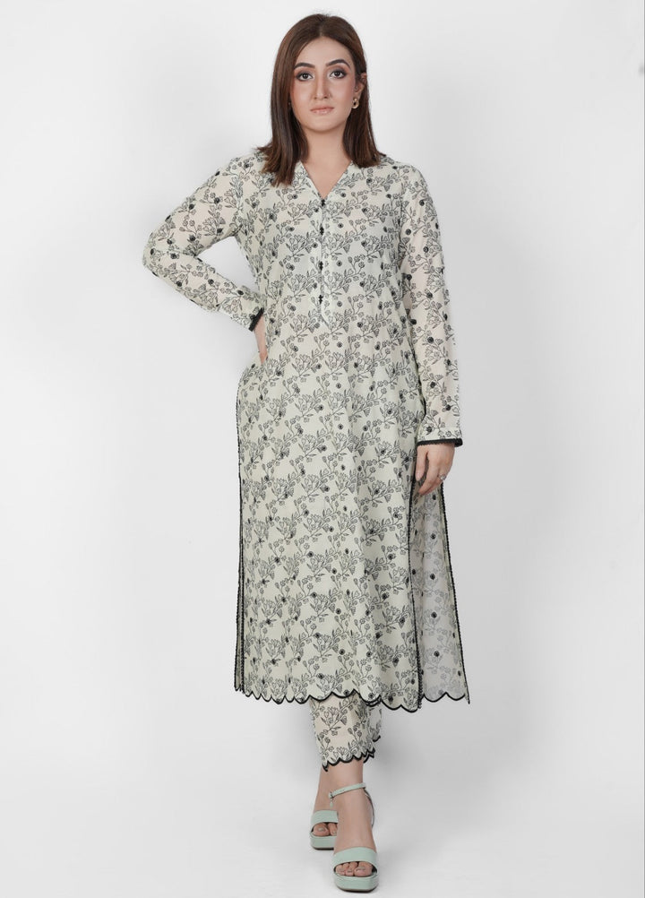 Vibgyor Fashion Embroidered Printed Lawn Suits Unstitched 2 Piece Green Pistacho D5-S-25