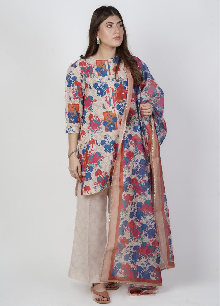 Vibgyor Fashion Embroidered Printed Lawn Suits Unstitched 3 Piece Pinkish Ivory Trump D10-S-25