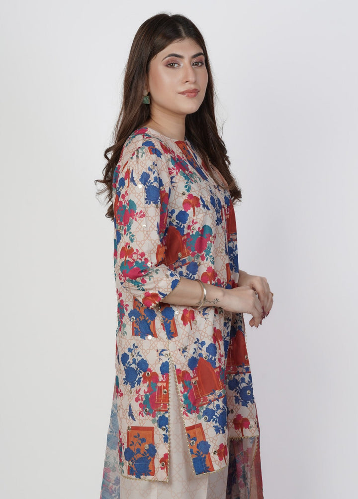 Vibgyor Fashion Embroidered Printed Lawn Suits Unstitched 3 Piece Pinkish Ivory Trump D10-S-25