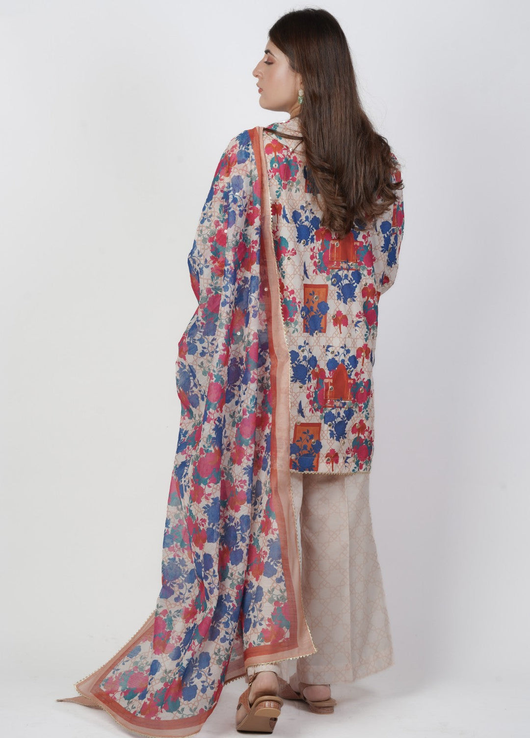 Vibgyor Fashion Embroidered Printed Lawn Suits Unstitched 3 Piece Pinkish Ivory Trump D10-S-25