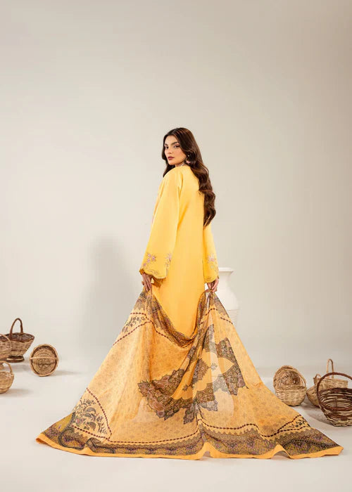 Ravish by Ruby Suleiman Women Pret 3 Piece Cotton Net Bumble Bee Orange - Summer Collection