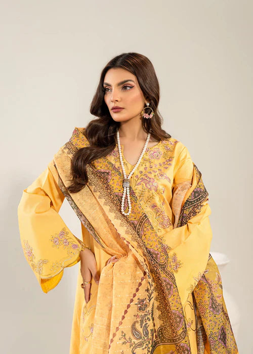 Ravish by Ruby Suleiman Women Pret 3 Piece Cotton Net Bumble Bee Orange - Summer Collection